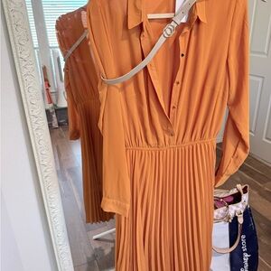 Chic Long Sleeve Orange Dress